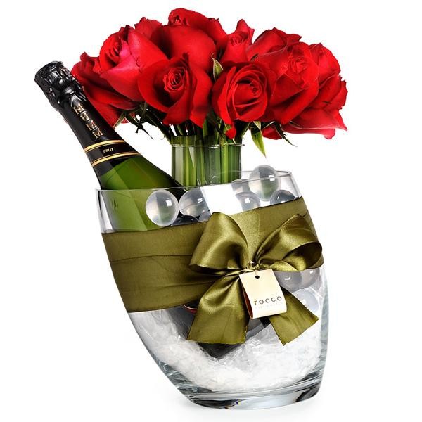 Kit Arranjo de Rosa Vermelha e Prosecco em Balde de Gelo - G
